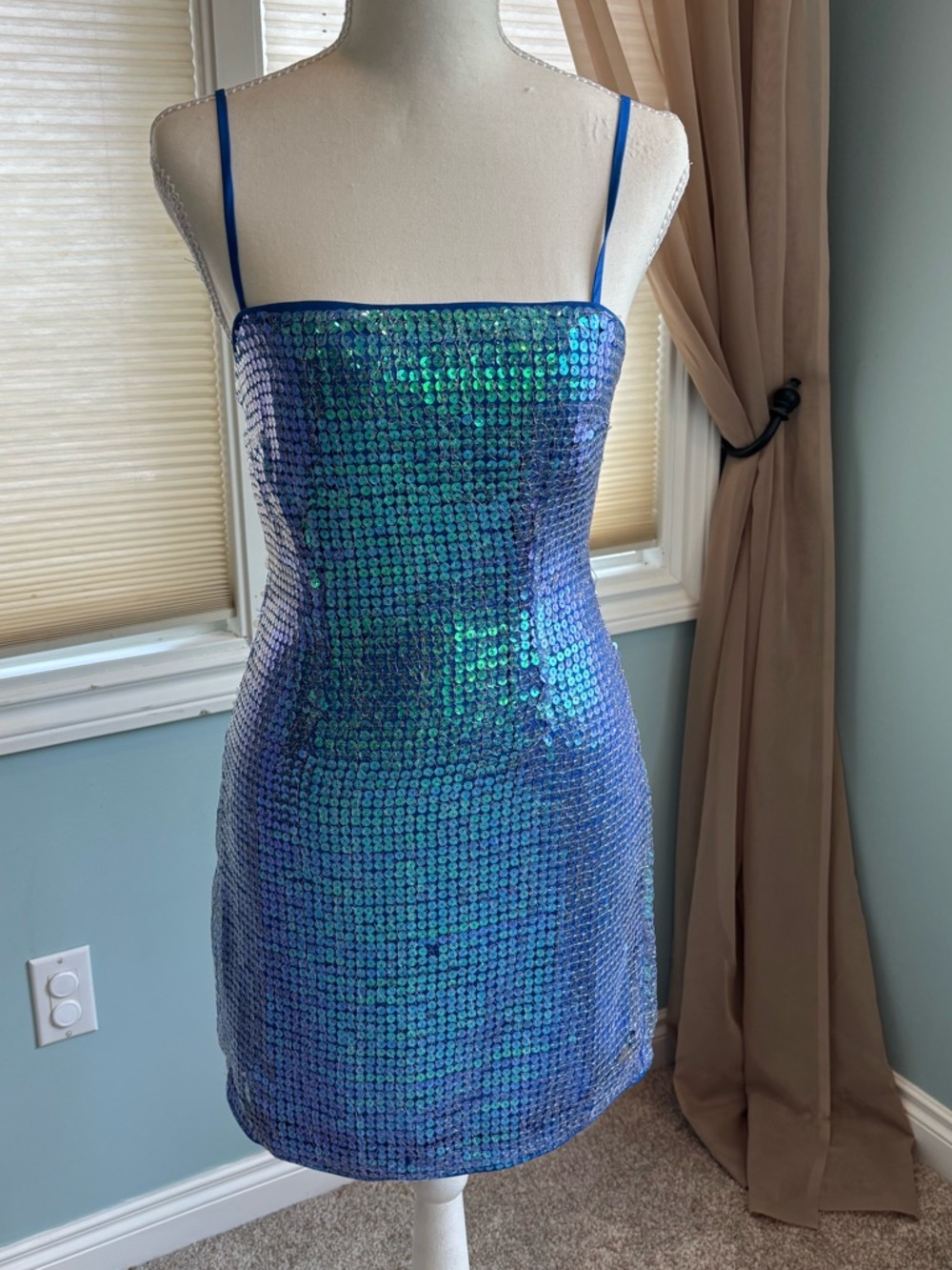 12th Tribe Emilia Blue Sequin Mini Dress
